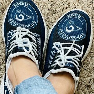 LA Rams NFL blue and white tennis shoes